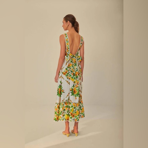 FARM Off-White Papaya Scarf Lenzing Ecovero Maxi Dress